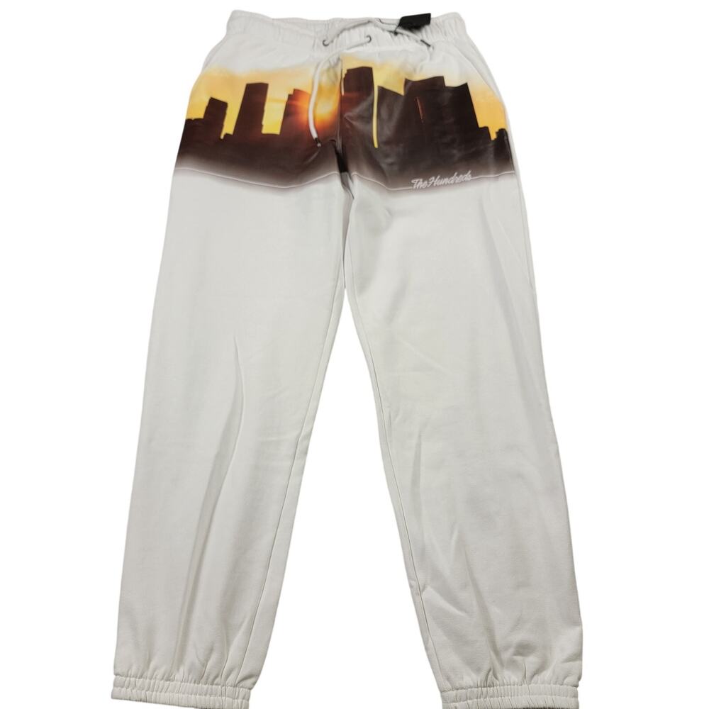 The Hundreds Downtown Sweatpants White Skyline Joggers Mens L NWT